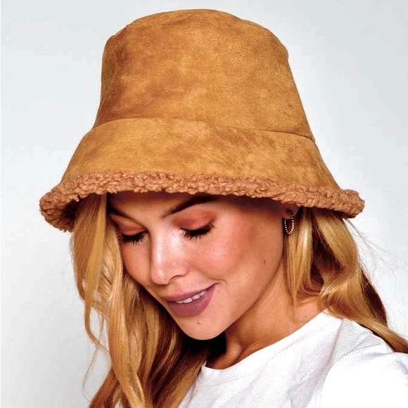 Redmond REVERSIBLE FAUX SUEDE WITH FUR BUCKET HAT Suede Faux Fur Bucket Hat - Etsy main image 4